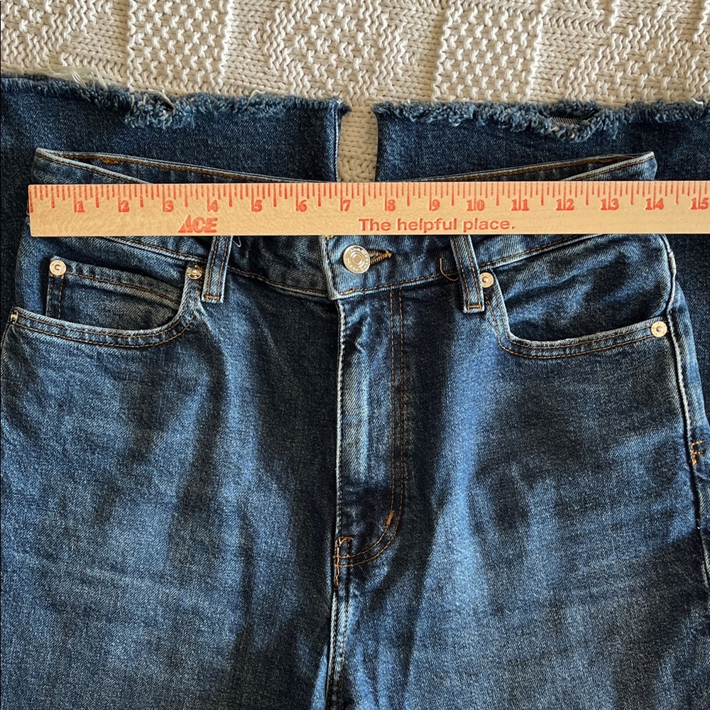 FRAME The Wide high-rise ankle wide-leg raw hem jeans in Rival Sz 28 - Picture 6 of 13